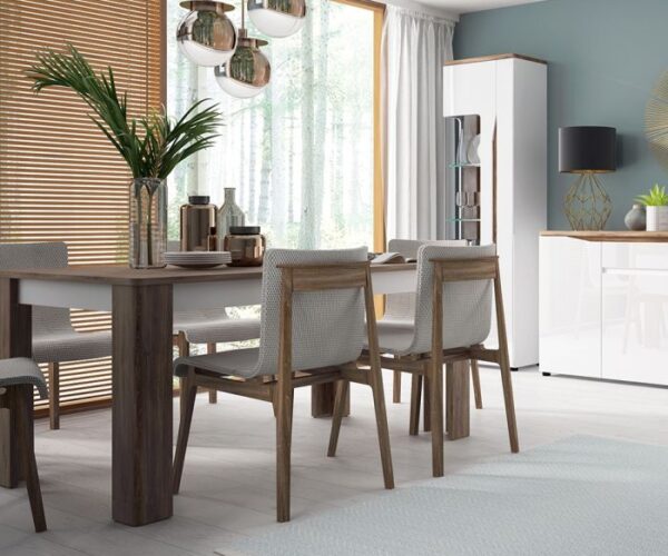 Riley Extending Dining Table 160-200cm in Alpine White and Stirling Oak