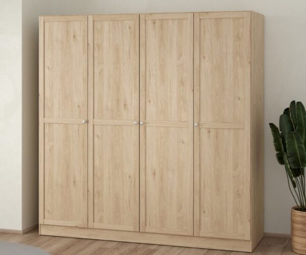 Label Wardrobe with 4 Frame Doors in Jackson Hickory Oak.