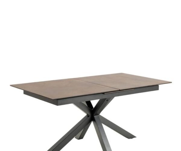 Oasis Extendable Dining Table with Ceramic Rusty Brown Top 168cm.