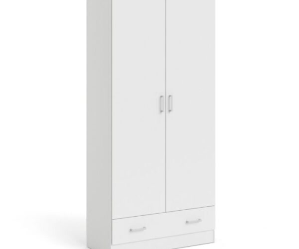 Zone Wardrobe with 2 Doors + 1 Drawer in White 1750.