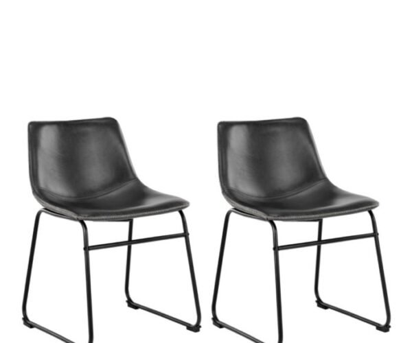 Cascade Dining Chair in Black with Cream Stitching, Set of 2.