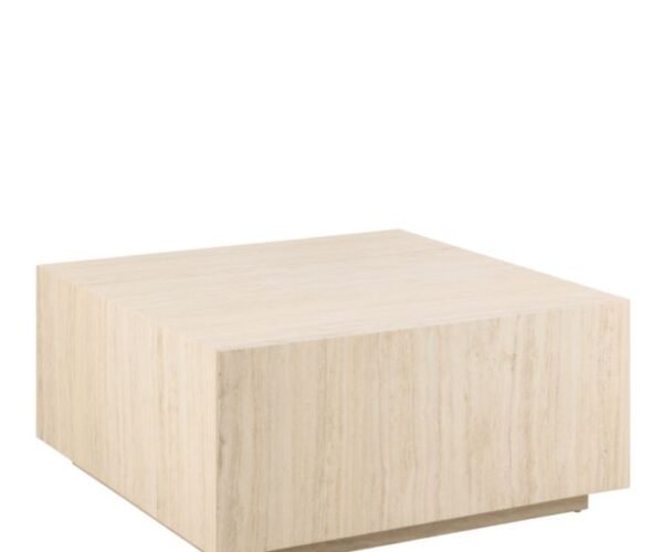 Cube Square Coffee Table in Light Travertine Effect 90x90x42cm.