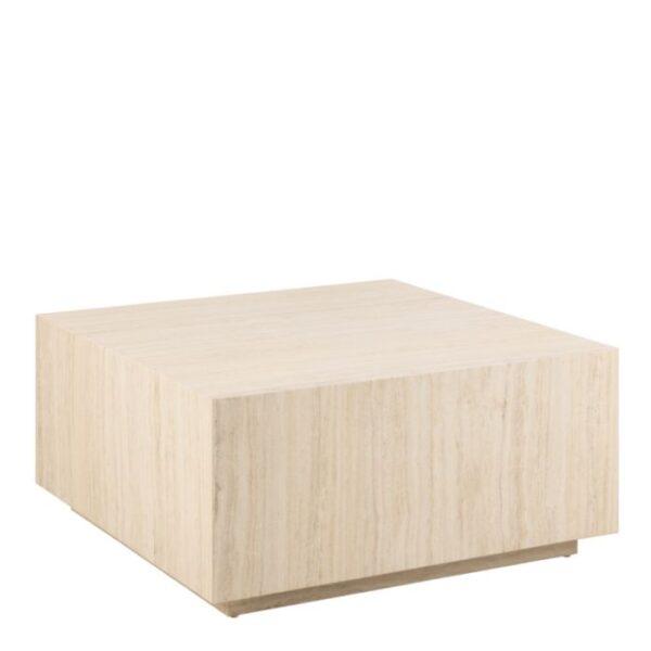 Cube Square Coffee Table in Light Travertine Effect 90x90x42cm.