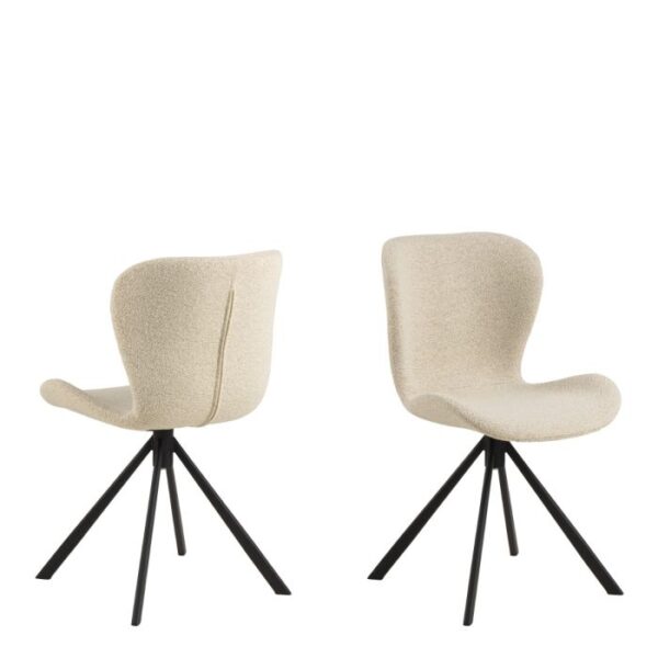 Elara Swivel Dining Chairs in Cream Fabric Set of 2.