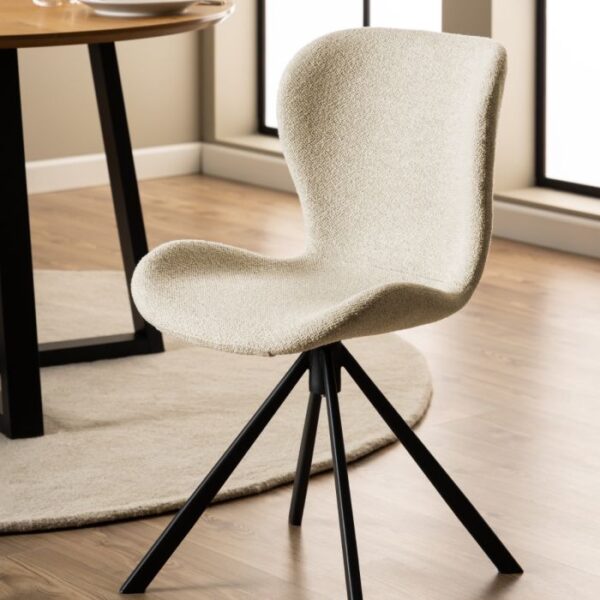 Elara Swivel Dining Chairs in Cream Fabric Set of 2. - Image 6