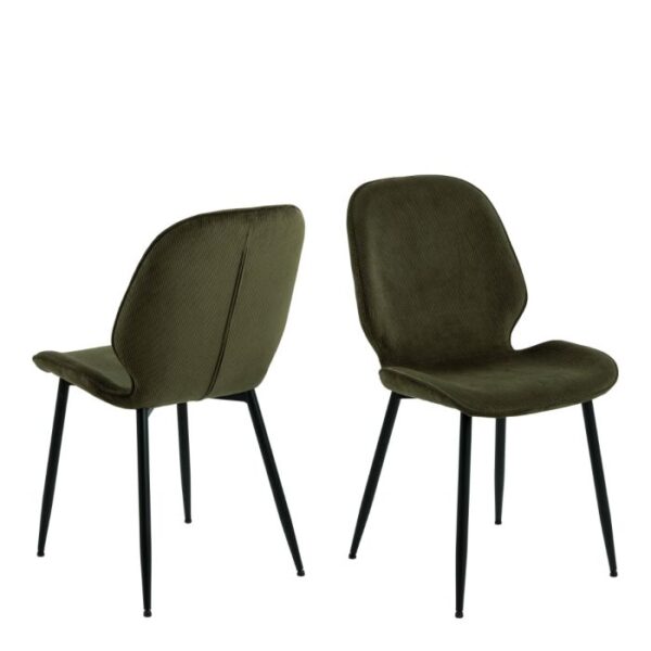 Elise Dining Chair in Olive Green Set of 4.