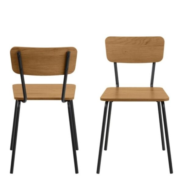 Inca Dining Chair in Steel and Oak Set of 4. - Image 3