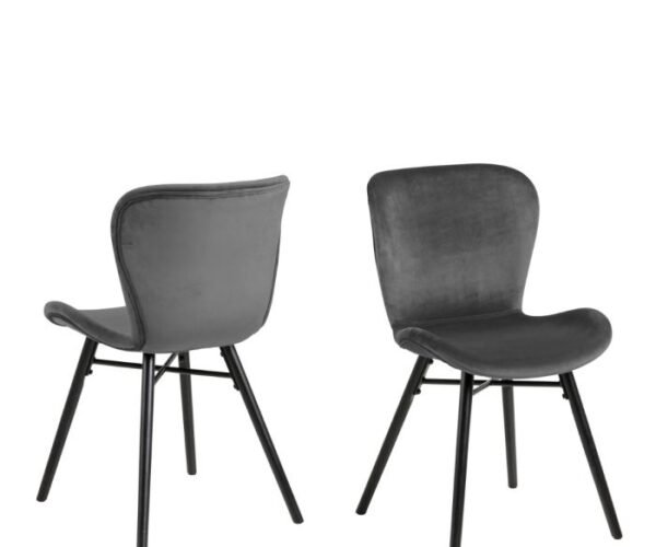 Leona Dining Chair in Dark Grey Set of 2.