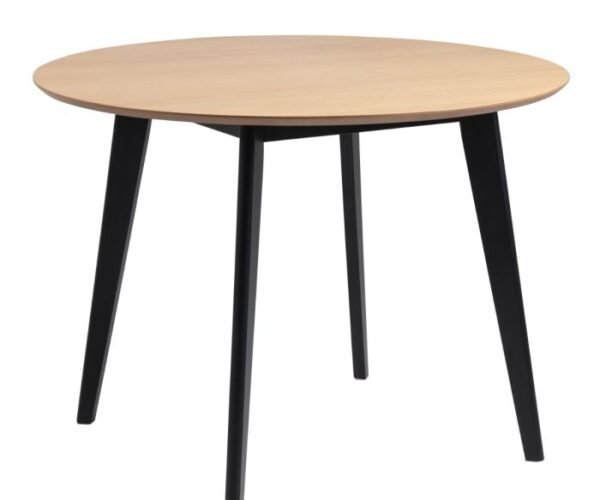 Lincoln Round Dining Table in Oak & Black.