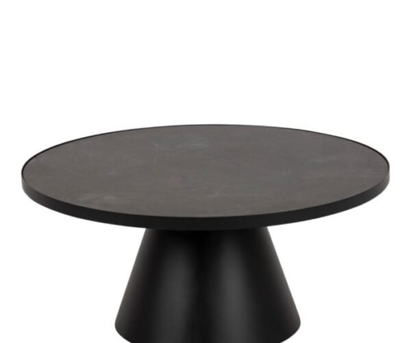 Lumi Low Round Ceramic Coffee Table in Black 85.7x40cm.