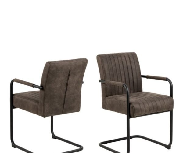 Luna Dining Chair in Grey Fabric Set of 2.