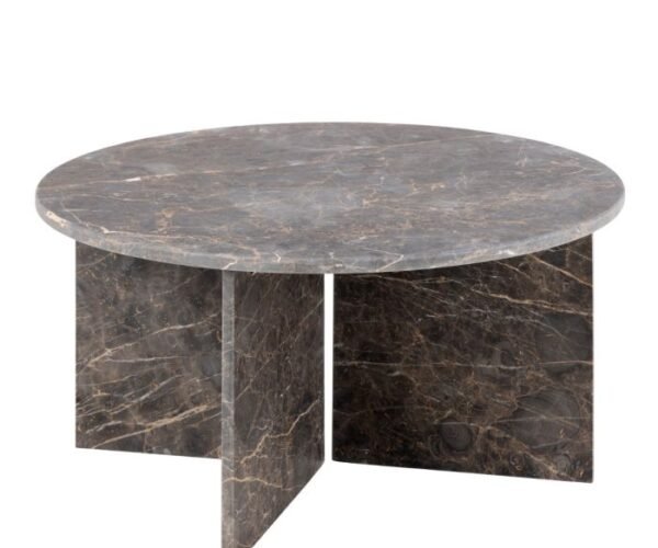 Modern Round Coffee Table in Marron Marble.