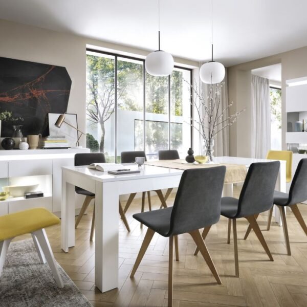 Paris Large Extending Dining Table 160-200cm in White and High Gloss. - Image 4