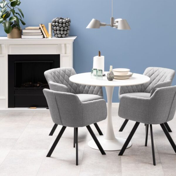 Sicily Ceramic Round Dining Table in White 90x75cm. - Image 3