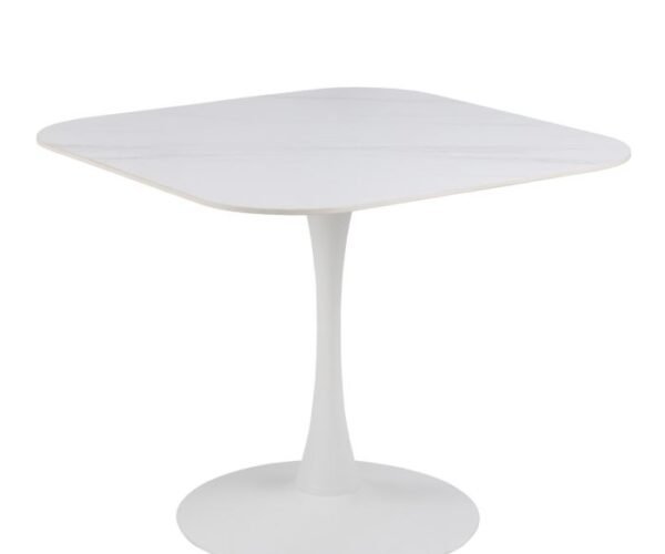 Sicily Ceramic Square Dining Table in White.