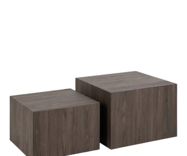 Slab Square Coffee Table Set in Smoked Ash.