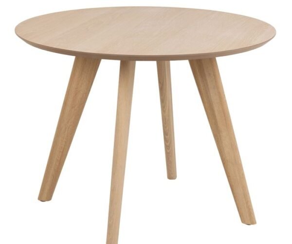 Thornton Round Dining Table in White and Oak.