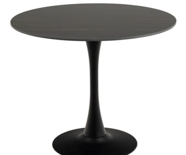 Venice Ceramic Round Dining Table in Black 90x75cm.