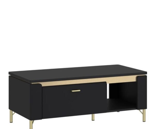 Venice Coffee Table 1 Drawer in Black Matt/Gold.