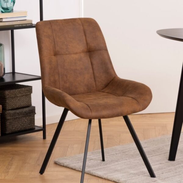 Wexford Dining Chair in Brown Fabric Set of 2. - Image 6