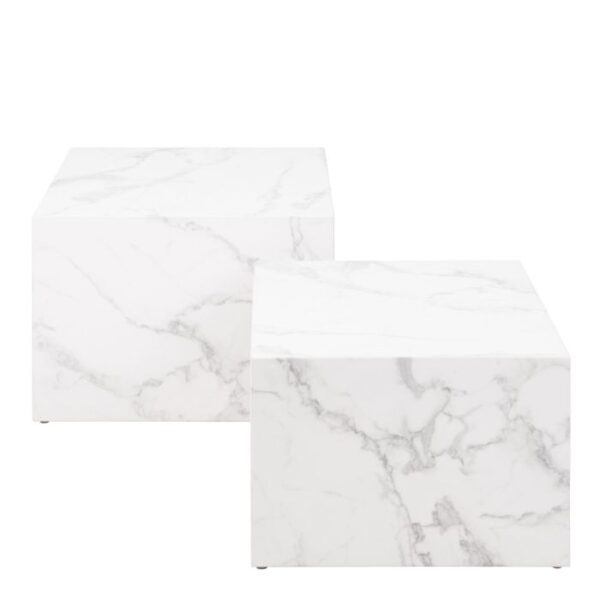 Box Square Coffee Table Set in White Marble Carrara. - Image 2