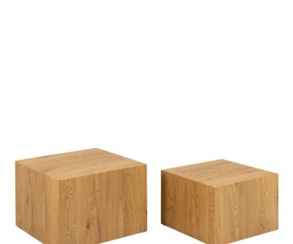 Cube Square Coffee Table Set in Oak Effect.