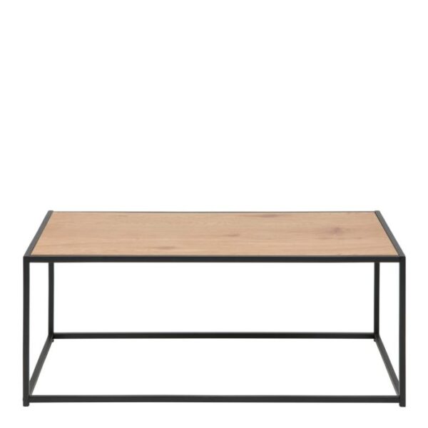 Durham Black Metal Coffee Table with Oak Top. - Image 2