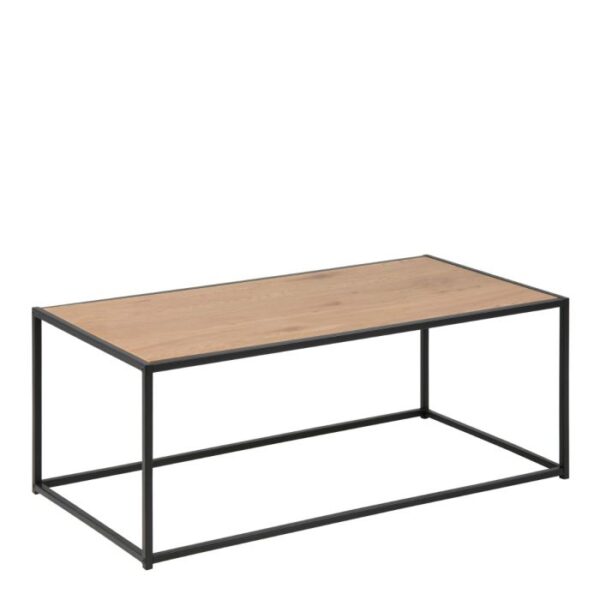 Durham Black Metal Coffee Table with Oak Top.