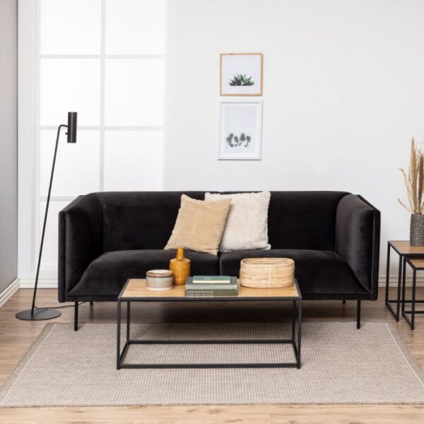 Durham Black Metal Coffee Table with Oak Top. - Image 4