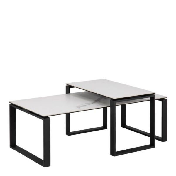 Elise Coffee Table Set with White Ceramic Akranes Top.