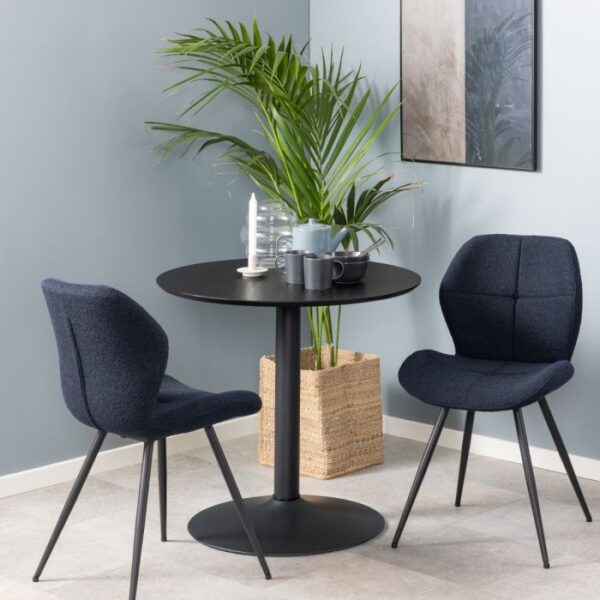 Palma Small Round Café Table with Black Ash Top and Matt Black Base. - Image 2