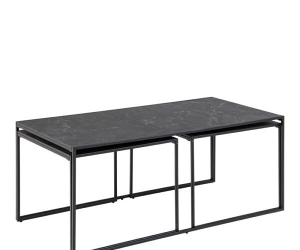 Perpetual Square/Coffee Table Setin Matt Black Set of 3.