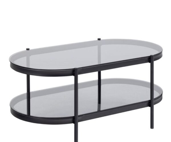 Riviera Oval Coffee Table with Smoked Glass Top.