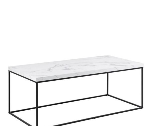 Savannah Coffee Table with White Marble Carrara Top & Black Steel Base 110x55x45cm.