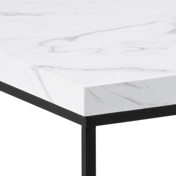 Savannah Coffee Table with White Marble Carrara Top & Black Steel Base 110x55x45cm. - Image 4