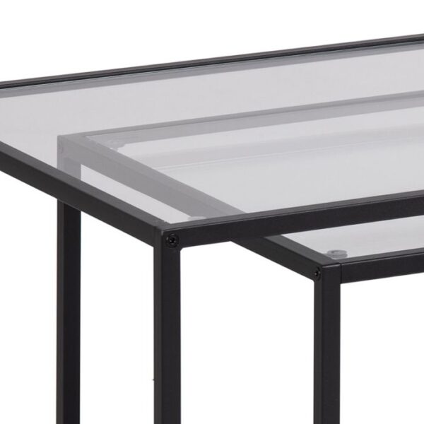 Shoreline Black Metal Coffee Table Set with Glass Top. - Image 5