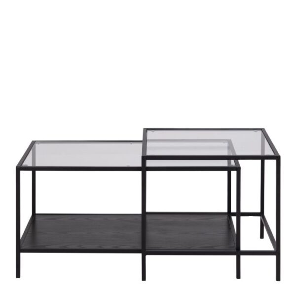 Shoreline Black Metal Coffee Table Set with Glass Top. - Image 2