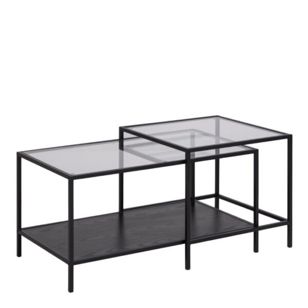 Shoreline Black Metal Coffee Table Set with Glass Top. - Image 3