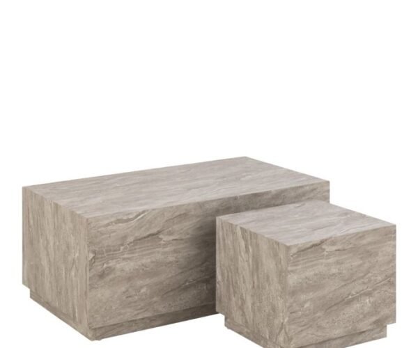 Vertex Coffee Table Set in Grey Marble.