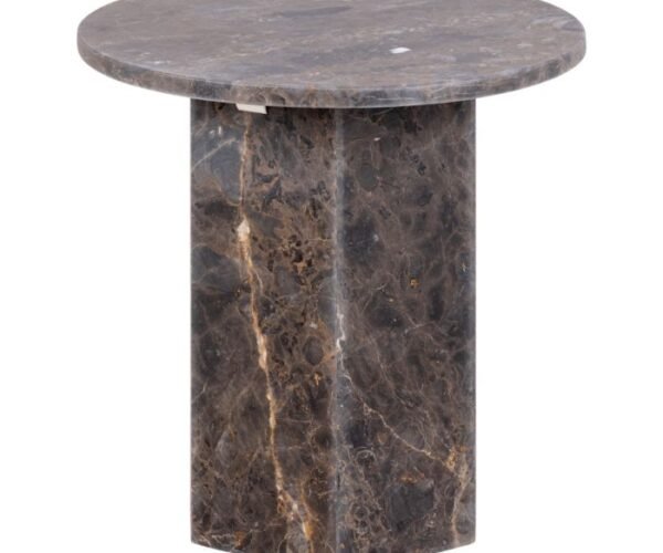 Aegean Round Side Table in Marron Marble.