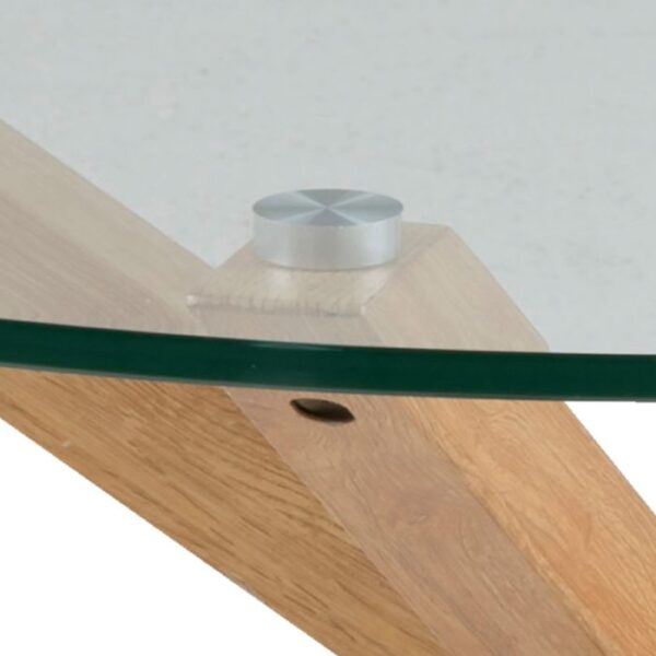 Celeste Round Coffee Table with Smoked Glass Top and Oak Legs. - Image 4