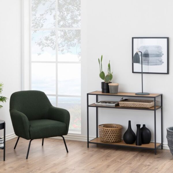 Clifton Console Table, 2 Shelves in Black and Oak. - Image 4