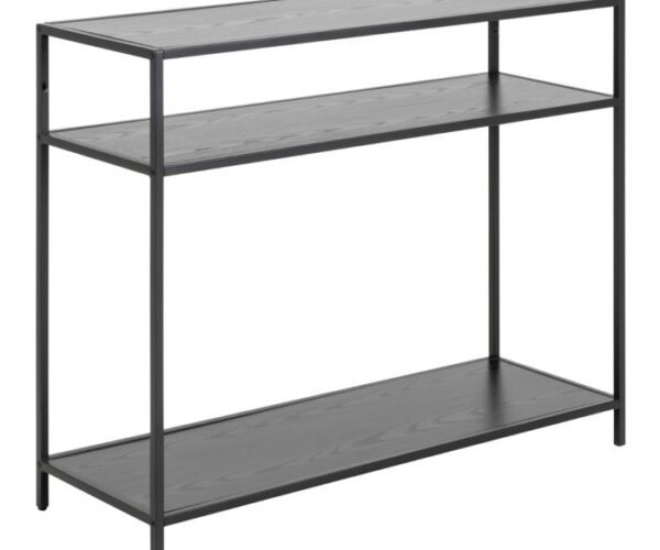 Dover Console Table with 2 Shelves in Black.