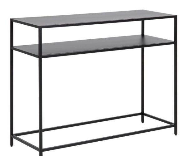 Durham Console Table with Open Shelf in Matt Black.