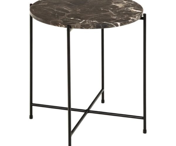 Ember Side Table with Brown Marble Top 42x45cm.