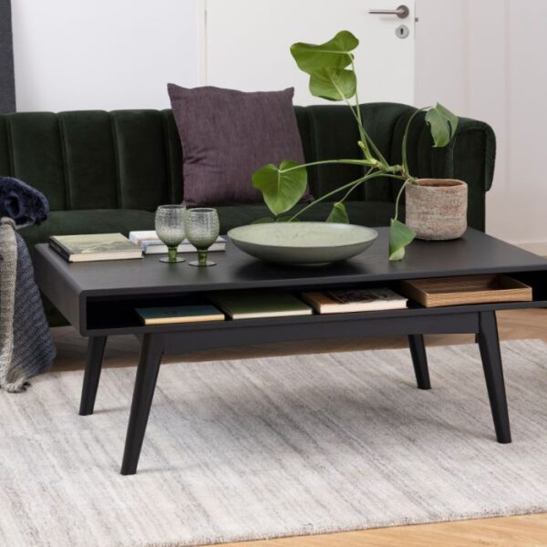 Juno Coffee Table with Open Shelf in Black. - Image 3