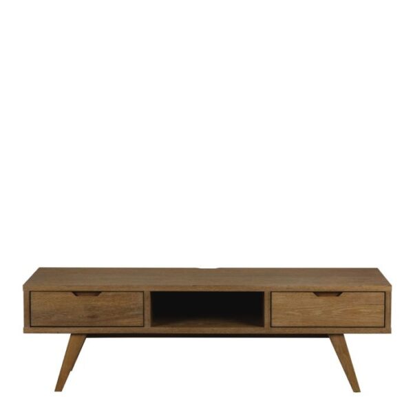 Linear TV Unit with 2 Drawers in Smoked Oak. - Image 2