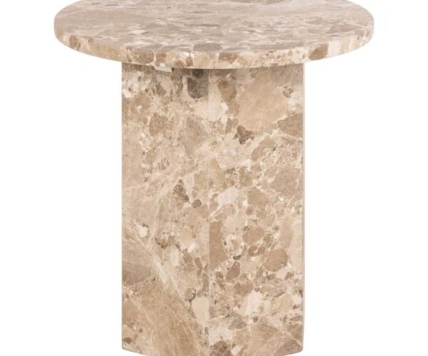 Milan Side Table in Brown Marble.