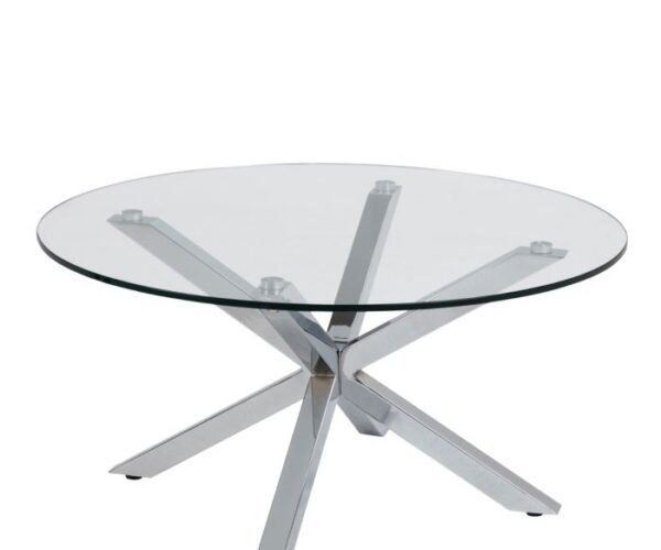 Nimbus Round Coffee Table with Glass Top and Chrome Legs.