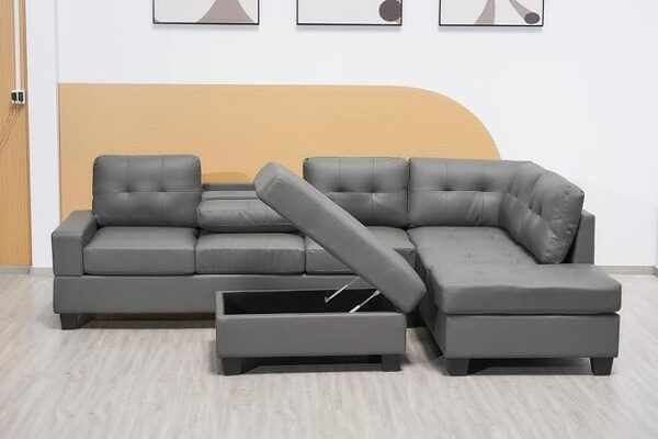 Western Bonded Leather Corner Sofa – Home Store UK - Image 18